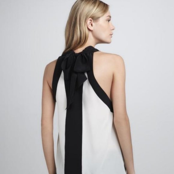 BCBGMaxAzria Black and White Professional Tie Tank - Picture 6 of 7